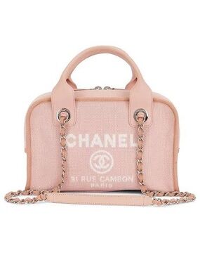 CHANEL Pink deauville bowling bag with Chain Strap